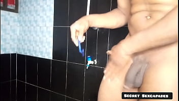 Preview 4 of By By Xxx - SEXY GUY ALONE ON VACATION SHAVES HIS PUBIC HAIR IN THE HOTEL BATHROOM. (SUBSCRIBE TO WATCH THE FULL VIDEO ON RED)