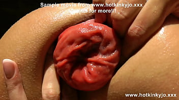 Preview 4 of Xxx Video Do - Hotkinkyjo standing in light take huge black dildo from mrhankey in her ass &amp_ anal prolapse outdoor