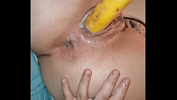 Preview 4 of Kat Von D Sex Tape - Real Orgasm Babe Loves Hard Banana in the pussy with toy in the ass