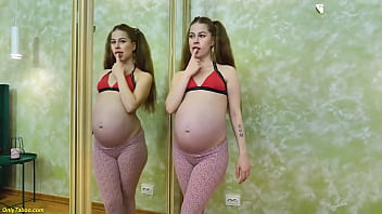 Preview 1 of Mom Cd Black - very first sex with cute preggo stepsister