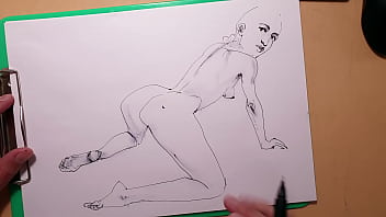 Preview 2 of Jolok Puki Pakai Jari - A quick sketch with a ballpoint pen,  a girl  doggy-style