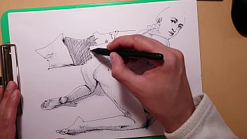 Preview 3 of Jolok Puki Pakai Jari - A quick sketch with a ballpoint pen,  a girl  doggy-style