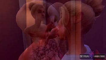 Preview 2 of Mom And Daughter Sex Pussy - I Eat a Whore&#039_s Juicy Pussy in the Disco Bathroom - Sexual Hot Animations