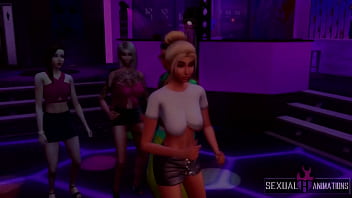 Preview 1 of Mom And Daughter Sex Pussy - I Eat a Whore&#039_s Juicy Pussy in the Disco Bathroom - Sexual Hot Animations