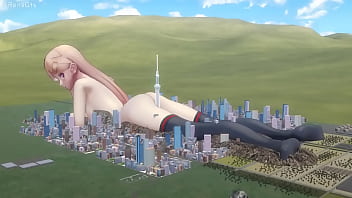 Preview 4 of Raba Xxx - [MMD] Playing With The City (Giantess,  Sfx,  Size fetish content)