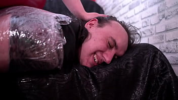 Preview 4 of Age Seven - Watch how dominating ladies in latex immobilize their maid and tickle her feet.