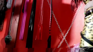 Preview 3 of Solo Mastbet - Dominatrix Nika fucks a feminized bitch&#039_s mouth with a black strapon. Drooling,  pegging.