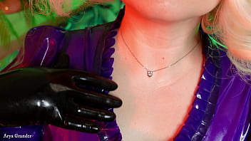 Preview 1 of Xander Corous - Latex Fetish Video: Ripped Rubber Gloves - Blogger Blonde Pin Up MILF Arya