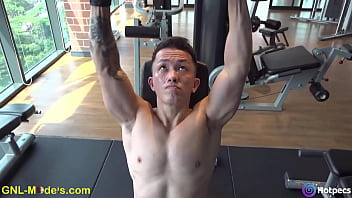 Preview 2 of Kaylani Li Anal - Whilst weight lifting️️he takes off his shirt and reveals his pecs... and later,  gets worshipped!