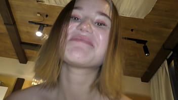 Preview 4 of Mlf Sucking - She turned 18 y.o yesterday! Fucked her innocent face 10 inch cock