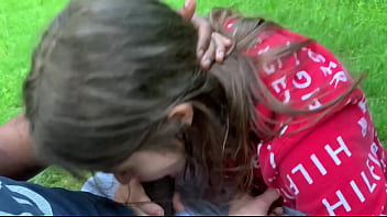 Preview 2 of Daughter Brutal Pounding - Lesbian best friend sucks dick on the park bench