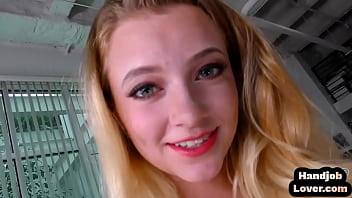 Preview 3 of Stacie Squirts - HJ POV amateur teen jerks off hard dick after striptease