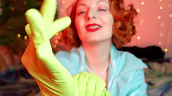 Preview 1 of Blonde Sleep Assault - Solo hot masturbation - MILF in household GLOVES fetish video (Arya Grander)