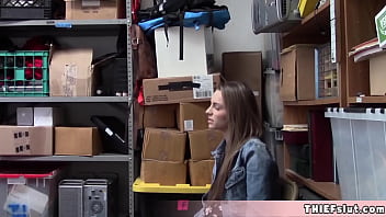 Preview 2 of Cum Quietly3 - Cute shoplifter teen Kimmy tried to lift a jacket but failed Now she is afraid a bit