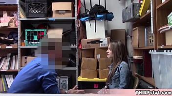 Preview 1 of Cum Quietly3 - Cute shoplifter teen Kimmy tried to lift a jacket but failed Now she is afraid a bit