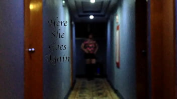Preview 3 of Small Boobs Omegle - Hotel hallway Sissy exposed and get caught