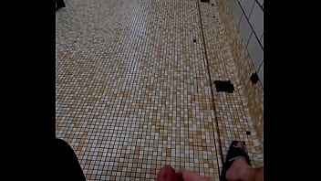 Preview 3 of Serious Granny - Stroking my cock to big cumshot in the locker room shower