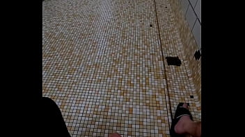 Preview 1 of Serious Granny - Stroking my cock to big cumshot in the locker room shower