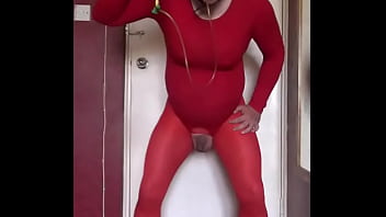 Preview 4 of Massage Pussing - bisexual crossdresser will swallow his own pee while blindfolded and mouth gagged