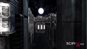 Preview 1 of Cual Sex - Cyber hunter fucks hard a sexy brunette in the sci-fi prison