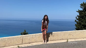 Preview 4 of Cristal Swift Nude - Shameless girl pissing standing on the background of the sea