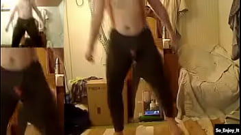 Preview 4 of Sex Videos Hiroin Kannda - Learning to dance cutely 8,  wearing a heart with a bell over clothes and a bottle inside the tail of pants(2022-06-17)