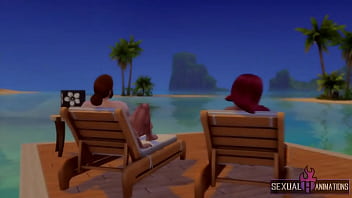 Preview 1 of Young School Gril Fukid - I Sunbathe Naked With my Boyfriend And he Fucks me Hard For Valentine&#039_s Day - Sexual Hot Animations