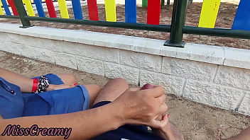 Preview 2 of H Cliep - #2 Dick flash - I pull out my cock in front of a girl in the public park and she helps me cum in her tits - Extreme Very risky - MissCreamy