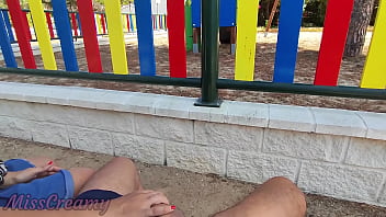 Preview 1 of H Cliep - #2 Dick flash - I pull out my cock in front of a girl in the public park and she helps me cum in her tits - Extreme Very risky - MissCreamy