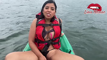 Preview 3 of Fuck With Mom And Sister - Exhibitionism - Lina Henao masturbates in a kayak on the side while there are tourists nearby - voyeurism for the kinky ones who love to see naughty girls