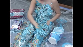 Preview 4 of Teacher Students Pron Brust - Randy bitch caressing her body with ice cream and cereal