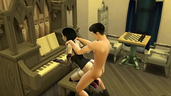 Preview 2 of Horassex Rap Xxx - Развратная готесса позвала соседа на игру в шахматы в итоге быта трахнута бутылкой