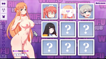 Preview 1 of Emily John - Waifu Hub [Hentai parody game PornPlay ] Ep.7 Asuna Porn Couch casting - from ass to mouth deepthroat