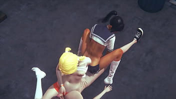 Preview 3 of Caza Sex - Yaoi Femboy - Simon fucked and in a threesome - Sissy crossdress Japanese Asian Manga Anime Film  Game Porn Gay