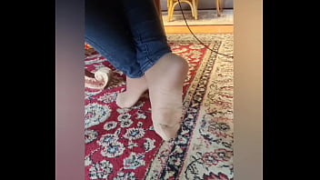 Preview 3 of Sunny Leone Xxxvideohd - mix between flats dangling,  nylon footplay and nylon footjob