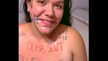 Preview 4 of Mom Porn00 - Pregnant slut facial with degrading writing