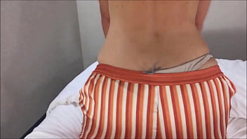 Preview 1 of Mom Son Xvidro - Amoul Solo,  959 - French Whore in Sexy Satin Outfit (Striped Pants and Thong) - Cock Licking,  Big Fuck,  Ass Eating,  POV