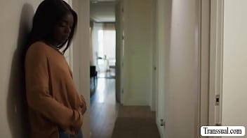 Preview 1 of Incest Bi Sex - Horny TS blonde butt fucked by guy roommate