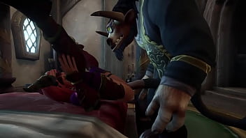 Preview 4 of Home Maid Mom Son - Redhead Elf takes Tauren Dick in the ass | Warcraft Parody