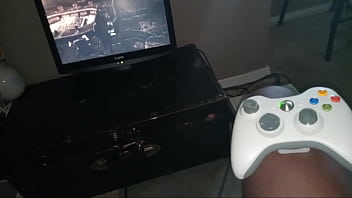 Preview 1 of Two Girls Tribbing And Guy - stroking my small cock while on skyrim