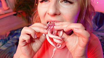 Preview 1 of Mai Khalifa Brazil Woman - weird FOOD FETISH octopus eating video (Arya Grander)