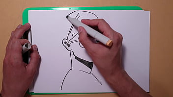 Preview 2 of Mom Hoyel - Quick Sketch with Copic Markers ,  the process of drawing a portrait