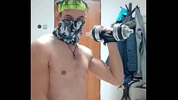 Preview 2 of Badd Angelofig - Hot Man Tom Ondra Motho is Hard During His Training With Weights