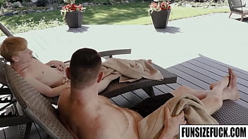 Preview 1 of Tank Xxx - Tall guy Legrand Wolf fucked Caleb Anthony again. While small Caleb is at the facade relaxing,  tall guy Legrand came in boxer short where Caleb can see how hard Legrands Wolf dick is.