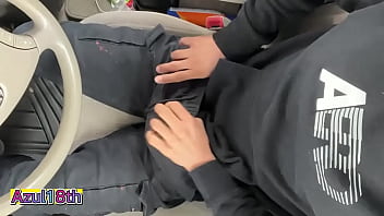 Preview 2 of X0 H - Twink masturbates in the parking lot of the public university,  Porn Amateur