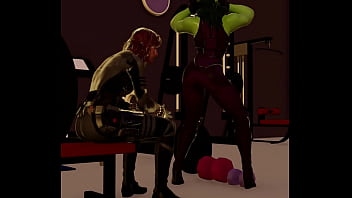Preview 1 of Siatek Stocking - She Hulk twerk test for Black Widow