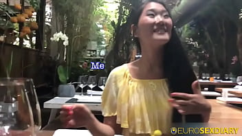 Preview 1 of Chinese Stepmother Sex Video - Skinny hot Chinese tourist bangs white guy she just met in a hotel lobby
