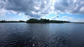 Preview 2 of Ledies Piriad Puscy - horny amateur couple sailed to forest island to fuck outdoors lustful girl loves risky gystyle