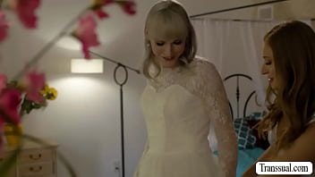 Preview 1 of Headgear Cat - TS bride fucks her chubby brides maid