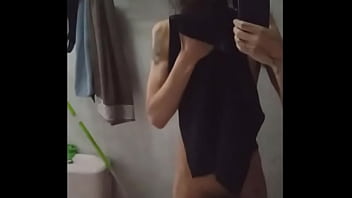 Preview 4 of Hidden Xxxx Cam Indian Video - crossdresser femboy with big cock &amp_ long beard in mirror